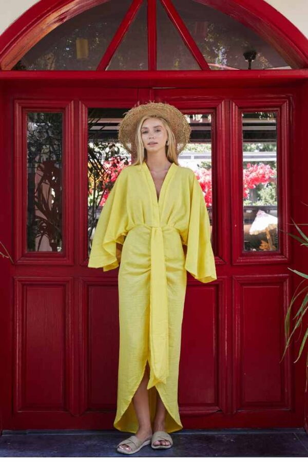 Yellow Cotton Linen Dress