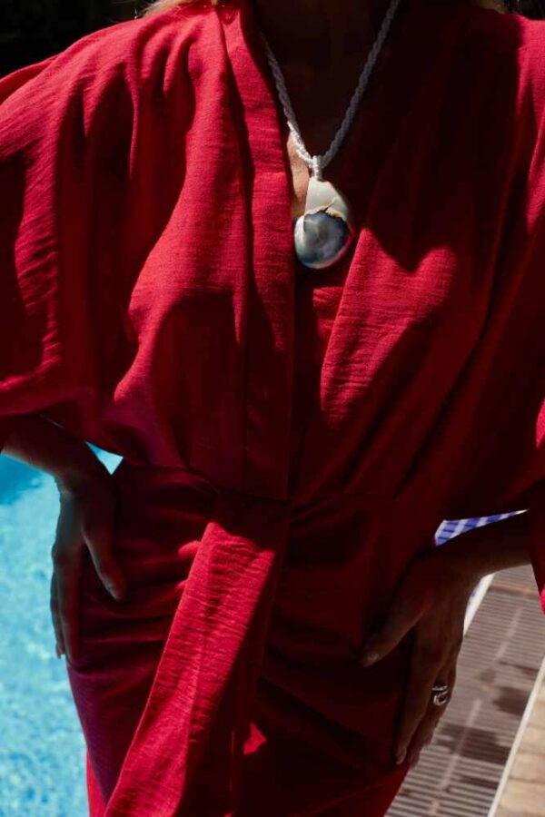 Red Cotton Linen Dress