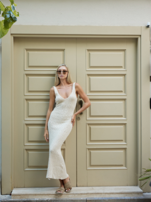 Beige Cotton Summer Dress