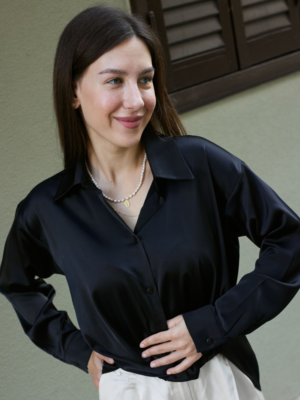 Satin comfort shirt black